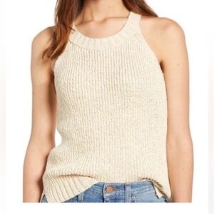 🌻J. Crew Textured Knit Halter Top, Size M, Antique White